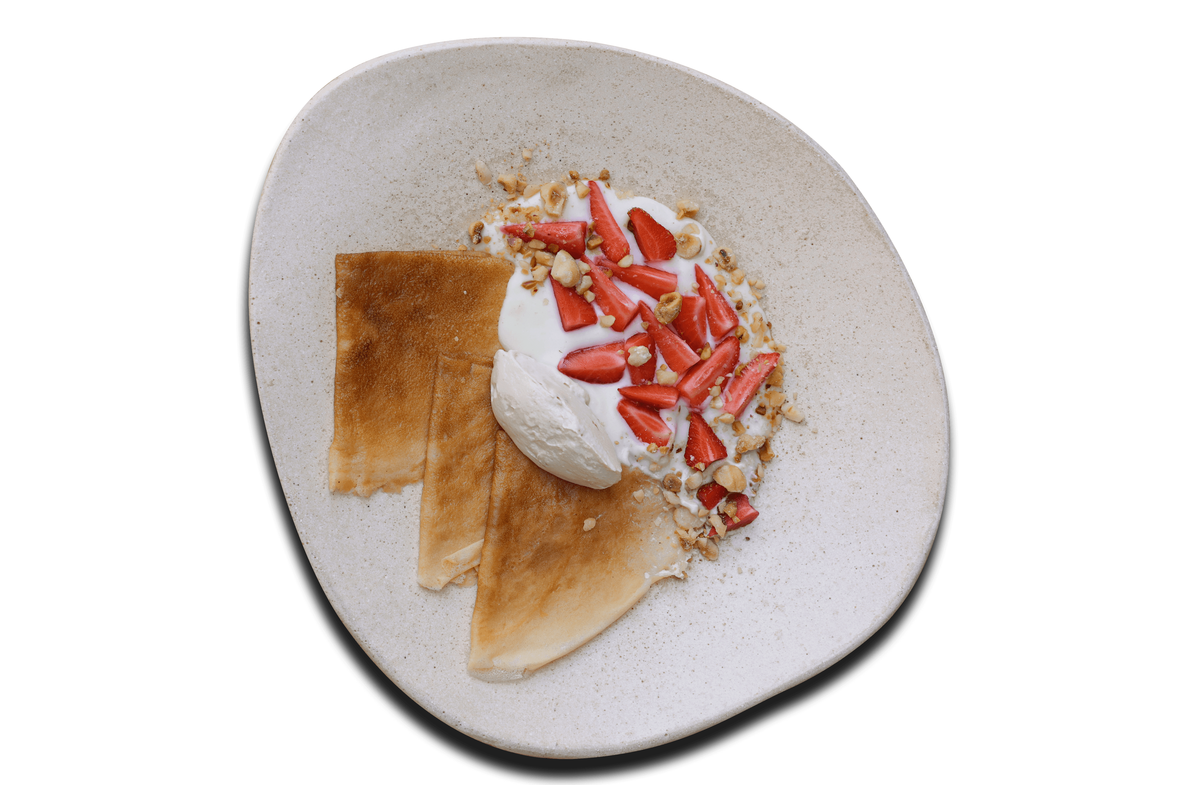 Pancakes with caramelized pear and nut sauce
